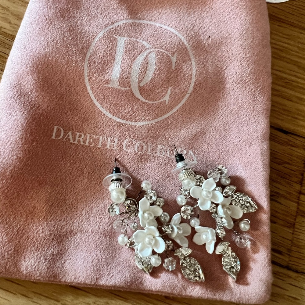 Dareth Coleburn Silver and White Floral Earrings